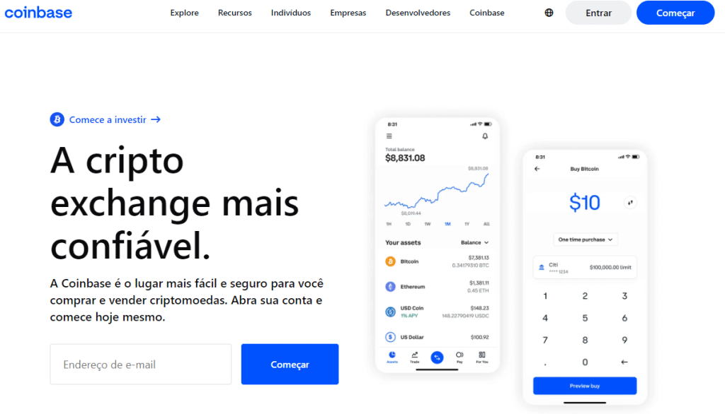 Coinbase home page