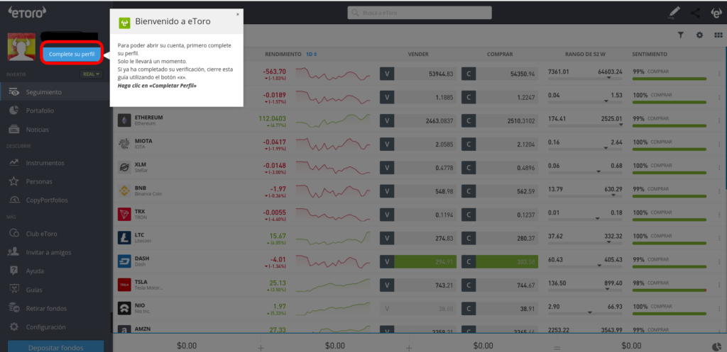 Registro eToro Colombia