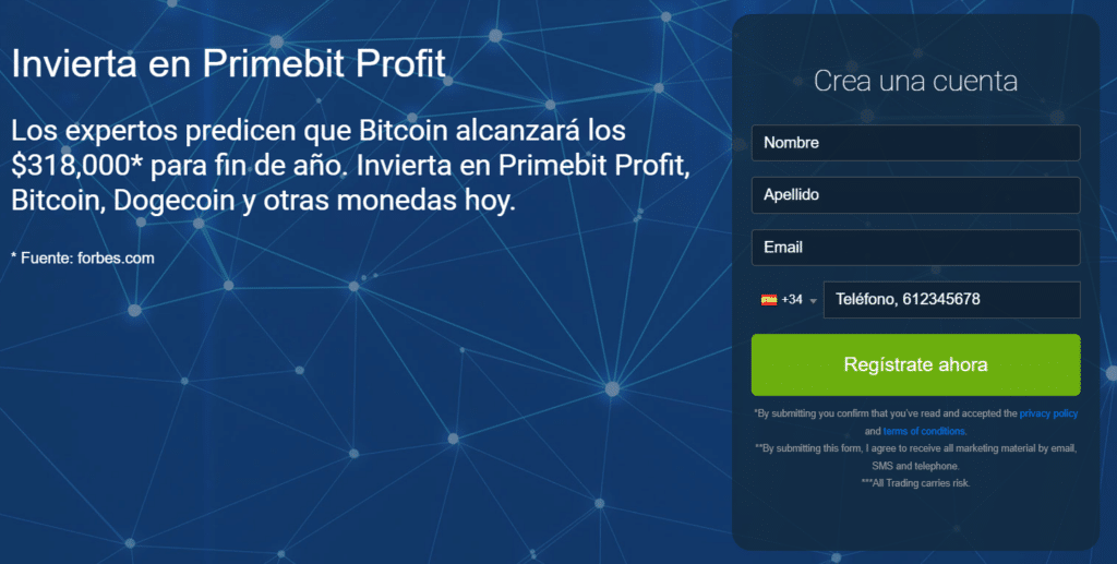 Abrir cuenta Primebit Profit